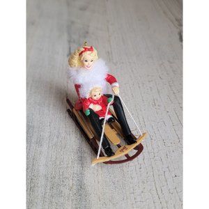 Hallmark 2000 winter fun with Barbie and Kelly ornament Xmas